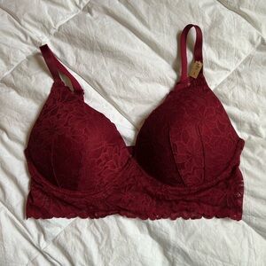 PINK Victoria's Secret Burgundy Lace Bra